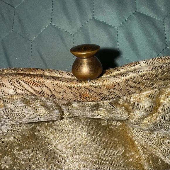 Vintage Metallic Gold Tapestry Evening Bag Purse Clutch Chain Clasp - Picture 6 of 9